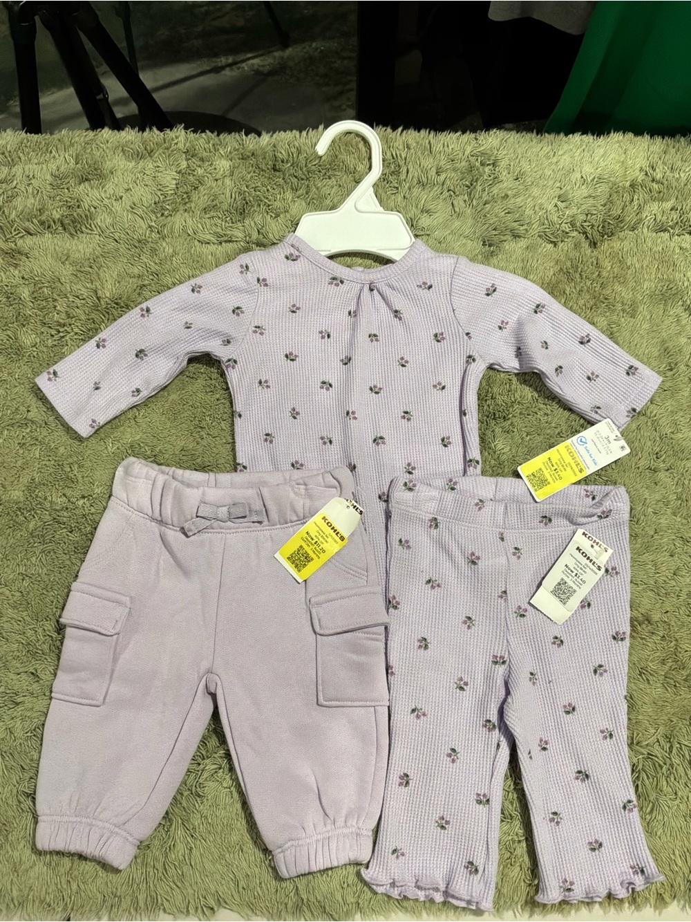 Carter's Lavender Floral 3-Piece Baby Bottoms & Top Set
